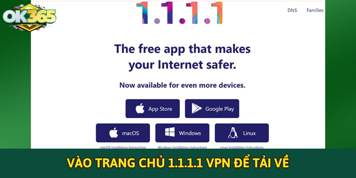 Vào trang chủ 1.1.1.1 VPN để tải về